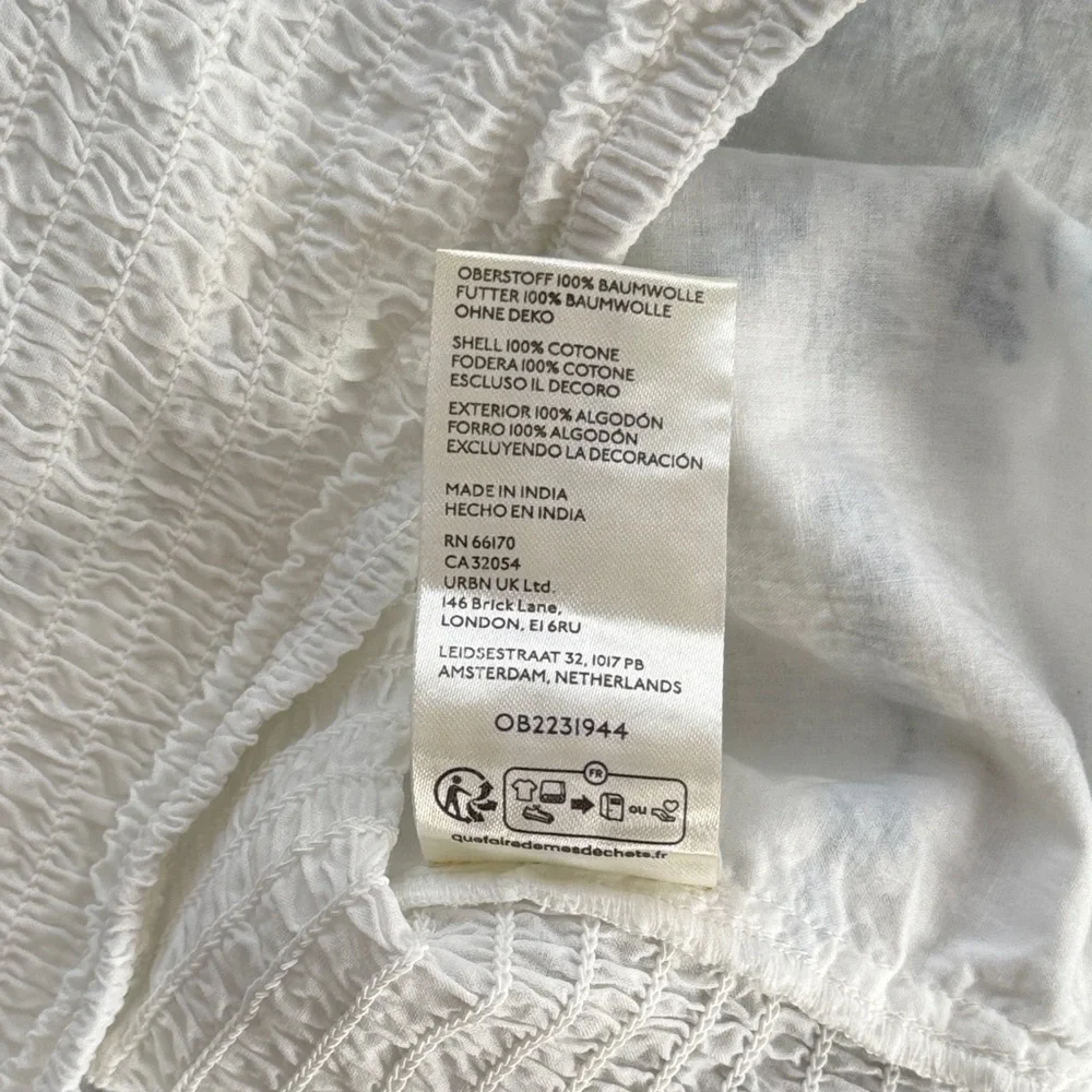 Free People Hello Lover Embroidery Halter White & Blue Cotton Top Size L -‎ NEW